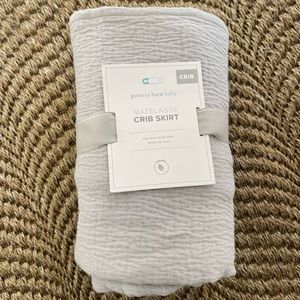 NWT Pottery Barn Kids pale gray matelasse crib skirt